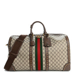 GG Supreme Monogram Textured Dollar Calfskin Web Studded Large Savoy Duffle Bag Beige Ebony