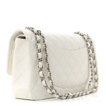 Caviar Quilted Medium Double Flap White