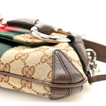 Monogram Textured Dollar Calfskin Heavy Grosgrain Web Small Maxi Horsebit Chain Shoulder Bag Beige Ebony New Acero