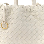 Calfskin Intrecciato Small Castello Bucket Bag White