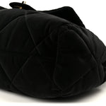 Nylon Velvet Effect Quilted Large Bowling Bag Black