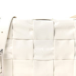Patent Maxi Intrecciato Cassette Crossbody Bag White