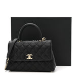 Caviar Quilted Mini Coco Handle Flap Black