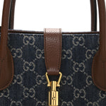 New Denim GG Monogram Dollar Calfskin Medium Jackie 1961 Tote Blue Tea Cuir Epilog