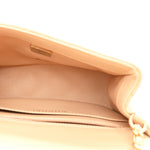 Lambskin Quilted Mini Pearl Crush Flap Beige