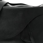 Grained Calfskin Saddle Soft Bag Black