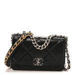 Lambskin Quilted Chanel 19 Wallet On Chain WOC Black
