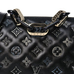 Lambskin Crystal Embellished Monogram Coussin BB Black