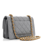 Caflskin Quilted Dual Handle Chain Flap Bag Grey