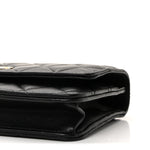 Lambskin Quilted Top Handle Trendy CC Wallet On Chain WOC Black