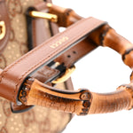 New Canvas Charisma Calfskin Crystal GG Monogram Mini Diana Tote Bag Camel Ebony