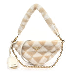 Shearling Symbole Mini Triangle Bag Ecru White