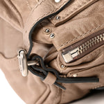 Metallic Calfskin Medium Paddington Satchel Taupe