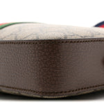 GG Supreme Monogram Textured Dollar Calfskin Web Ophidia Wristlet Shoulder Bag Beige Ebony New Acero