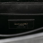 Calfskin Crocodile Embossed Medium Classic Monogram Cassandra Top Handle Black