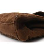 Suede Quilted CC Shoulder Bag Brown