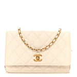 Lambskin Quilted CC Pearl Crush Wallet on Chain WOC White