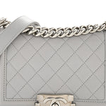 Lambskin Quilted Small Boy Flap Grey