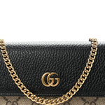 Dollar Calfskin GG Supreme Monogram Petite GG Marmont Wallet Chain Bag Black Beige Ebony