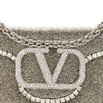 Swarovski Crystal Embroidered Vlogo Small Loco Shoulder Bag Crystal Silver
