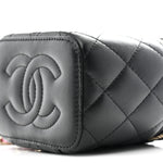 Lambskin Quilted Top Handle Mini Vanity Case With Chain Black Pink