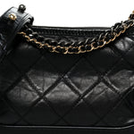 Aged Calfskin Quilted Small Gabrielle Hobo Black