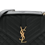 Grain De Poudre Textured Mixed Matelasse Triquilt Medium Monogram Satchel Black