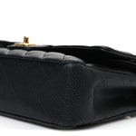 Caviar Quilted Medium Double Flap Black