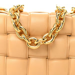 Lambskin Maxi Intreccio Padded Chain Cassette Crossbody Bag Porridge