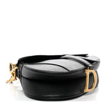 Grained Calfskin Saddle Bag With Strap Black