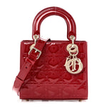 Patent Cannage Small Lady Dior Cherry Red