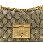 GG Supreme Monogram Bees Small Padlock Shoulder Bag Black