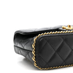 Caviar Quilted Camellia Chain Around Flap Black