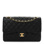 Caviar Quilted Jumbo Double Flap Black