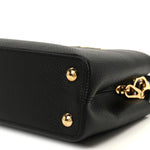 Taurillon Embellished Flower Handle Capucines BB  Black