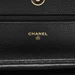 Caviar Quilted Wallet on Chain WOC Black