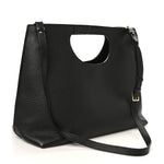 Pebbled Calfskin Alix Padlock Foldover Bag Black