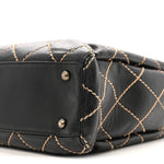 Calfskin Wild Stitch Large Tote Black
