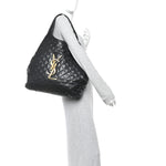 Lambskin Quilted Maxi Icare Shopping Tote Black