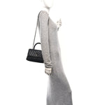 Caviar Chevron Quilted Mini Coco Handle Flap Dark Grey