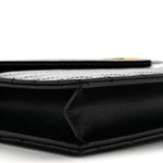 Grain De Poudre Matelasse Chevron Monogram Envelope Chain Wallet Black