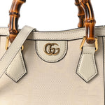 Monogram Jumbo GG Textured Dollar Calfskin Web Mini Diana Tote Bag Off White
