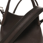 Grained Calfskin Small Bale Bag Dark Brown