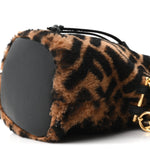 Shearling Vitello Dolce F is Fendi Macro FF 1974 Mini Mon Tresor Bucket Bag Tobacco Black