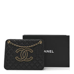 Calfskin Quilted CC Chain Accordion Tote Black
