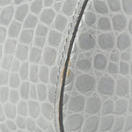 Calfskin Crocodile Embossed Medium Pandora Box Crossbody Bag Grey