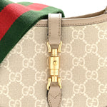 GG Supreme Monogram Textured Dollar Calfskin Mini Jackie 1961 Hobo Beige Mystic White Oatmeal