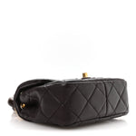 Lambskin Wenge Quilted Mini Fashion Wood Square Flap Dark Purple