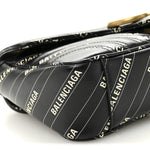 X BALENCIAGA Calfskin Matelasse Logo Print Small GG Marmont Shoulder Bag Black