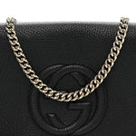 Pebbled Calfskin Medium Soho Flap Crossbody Black